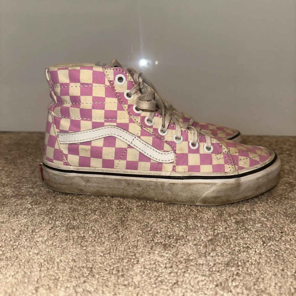 Vans Pink and White Checkered Sneakers
